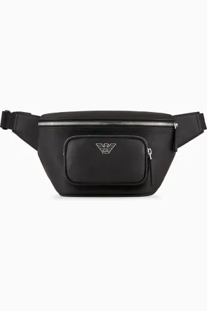 Emporio Armani Marsupio in pelle rigenerata saffiano placchetta aquila ASV