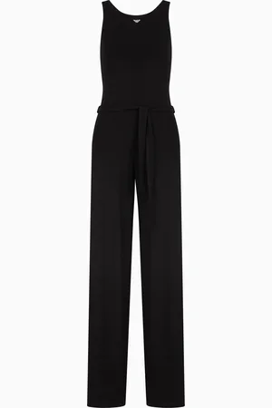 Emporio Armani Tuta beachwear logo micro borchie in viscosa riciclata ASV