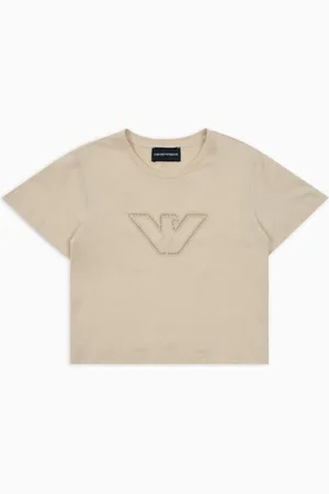 Emporio Armani T-shirt in jersey con aquila traforata ASV