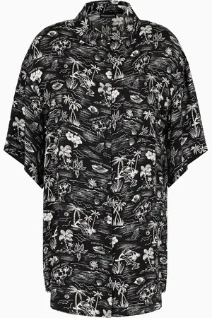 Emporio Armani Abito chemisier beachwear con stampa all over