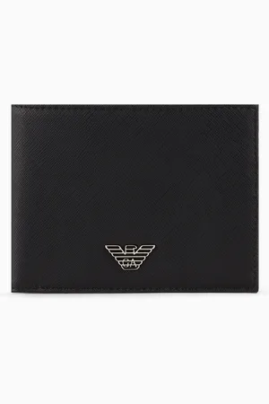 Emporio Armani Portafoglio coin pocket in pelle rigenerata saffiano placchetta aquila ASV