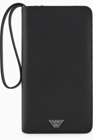 Emporio Armani Organizer in pelle rigenerata saffiano placchetta aquila ASV