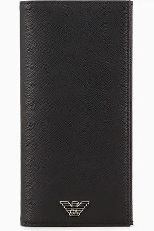 Emporio Armani Porta Yen in pelle rigenerata saffiano placchetta aquila ASV
