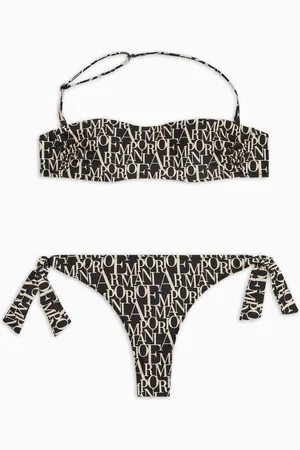 Emporio Armani Bikini con fascia imbottita stampa Logomania