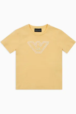 Emporio Armani T-shirt in jersey con aquila e margherite ASV