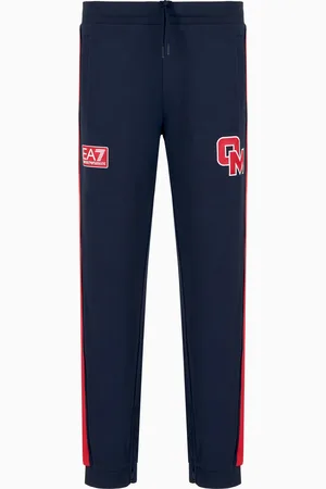 EA7 Olimpia Milano Pantaloni joggers in felpa di cotone