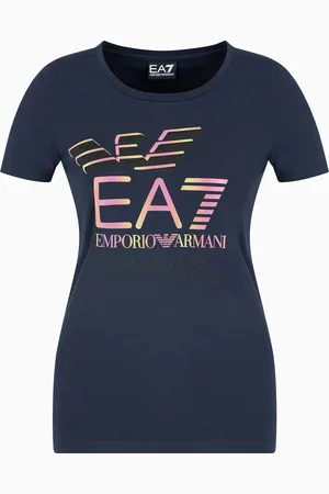 EA7 T-shirt girocollo Logo Series in cotone stretch con logo