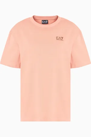 EA7 T-shirt girocollo con maxi stampa in jersey di puro cotone