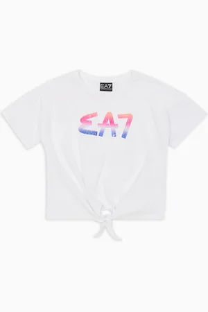 EA7 T-shirt girocollo Logo Series Girl in cotone stretch