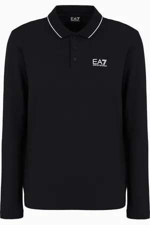 EA7 Polo a maniche lunghe Core Identity in cotone stretch