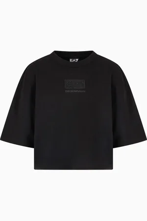 EA7 T-shirt cropped Logo Series in misto cotone