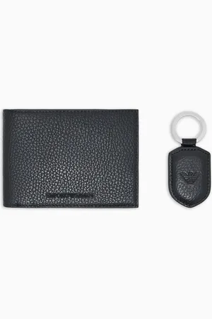 Emporio Armani Gift box con portafoglio e portachiavi in pelle bottalata