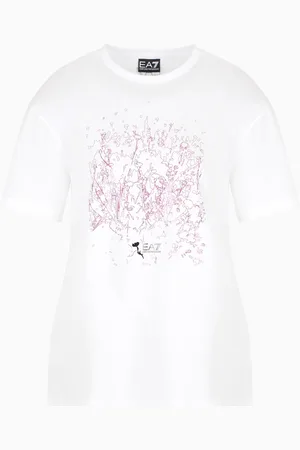 EA7 T-shirt girocollo Logo Series in jersey di puro cotone