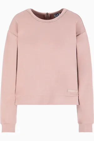 EA7 Felpa girocollo Precious in misto modal stretch