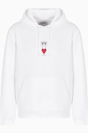 EA7 Felpa con cappuccio 7.CUORE in misto cotone stretch