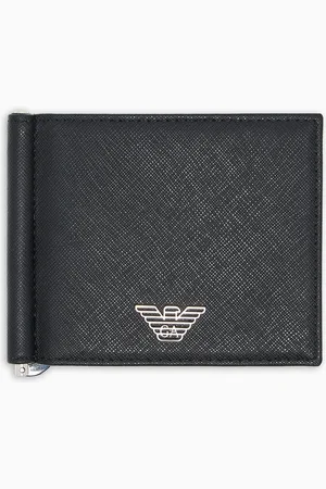 Emporio Armani Portafoglio compatto in pelle rigenerata saffiano placchetta aquila ASV