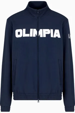 EA7 Olimpia Milano Felpa con zip in jersey di cotone