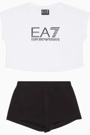 EA7 Set t-shirt e shorts Logo Series Girl in cotone