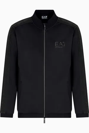 EA7 Felpa con zip Gold Label in twill tecnico stretch