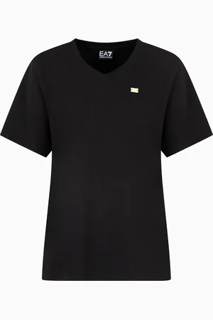 EA7 T-shirt con scollo a V Core Lady in jersey di cotone stretch