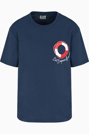 EA7 T-shirt girocollo Costa smeralda in jersey di cotone