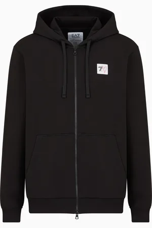 EA7 Felpa con cappuccio e zip 7.CUORE in misto cotone stretch
