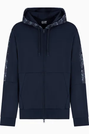 EA7 Felpa con cappuccio Logo Series in misto cotone
