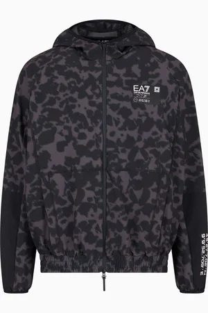 EA7 Felpa con zip Visibility in tessuto tecnico stretch
