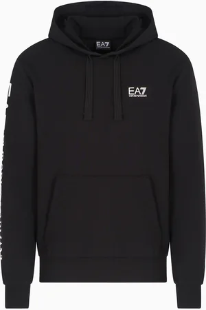 EA7 Felpa con cappuccio e zip Logo Series in cotone