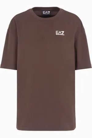 EA7 T-shirt girocollo con maxi stampa in jersey di puro cotone