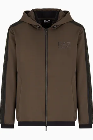 EA7 Felpa con cappuccio Gold Label in twill tecnico stretch
