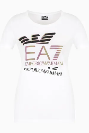 EA7 T-shirt girocollo Logo Series in cotone stretch con logo