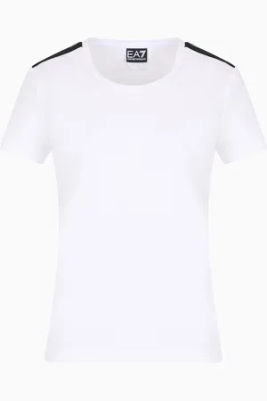 EA7 T-shirt Logo Series in jersey di cotone stretch