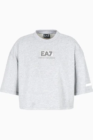 EA7 T-shirt cropped Logo Series in misto cotone