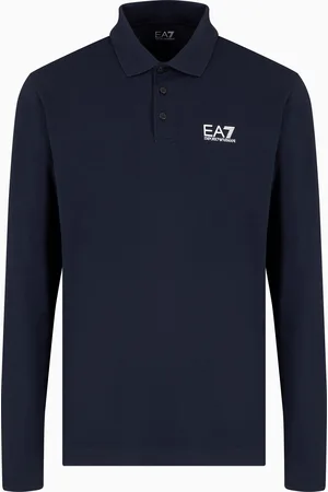 EA7 Polo a maniche lunghe Core Identity in cotone stretch