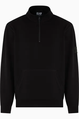 EA7 Felpa con collo montante Core Identity Unisex in misto viscosa stretch
