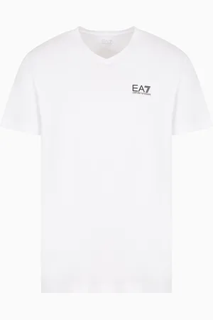 EA7 T-shirt con scollo a V Core Identity in jersey di cotone stretch