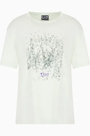 EA7 T-shirt girocollo Logo Series in jersey di puro cotone