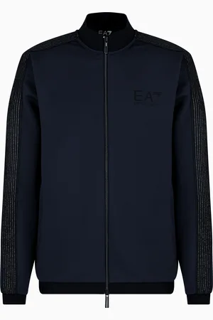EA7 Felpa con zip Gold Label in twill tecnico stretch