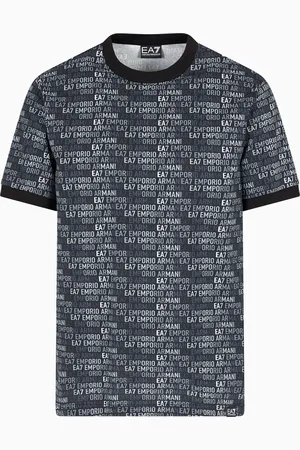 EA7 T-shirt girocollo stampa monogram Logo Series in jersey di cotone