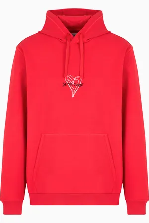 EA7 Felpa con cappuccio 7.CUORE in misto cotone stretch