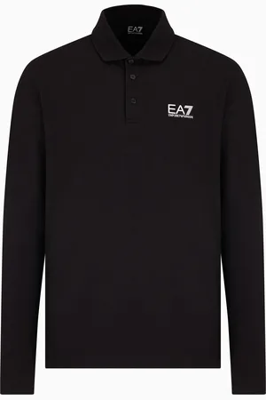 EA7 Polo a maniche lunghe Core Identity in cotone stretch