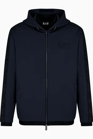 EA7 Felpa con cappuccio Gold Label in twill tecnico stretch