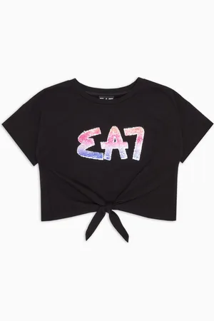 EA7 T-shirt girocollo Logo Series Girl in cotone stretch