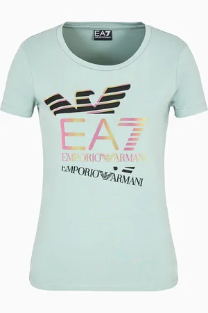 EA7 T-shirt girocollo Logo Series in cotone stretch con logo