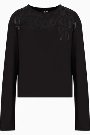 EA7 T-shirt maniche lunghe Graphic Series in cotone stretch