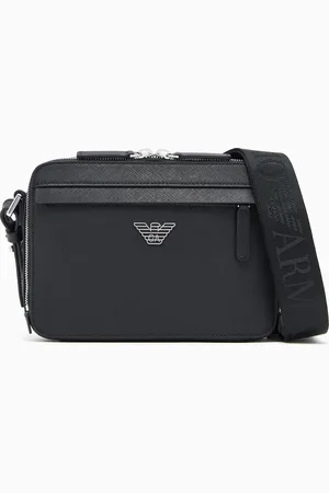 Emporio Armani Mini camera bag in pelle rigenerata saffiano placchetta aquila ASV