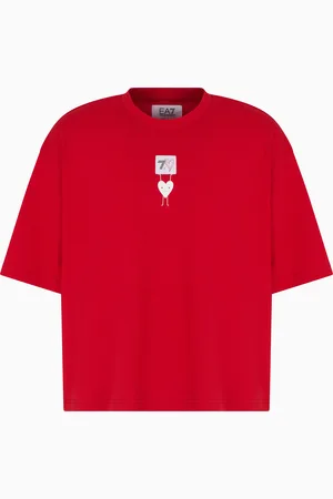 EA7 T-shirt girocollo 7.CUORE in jersey di cotone con stampa