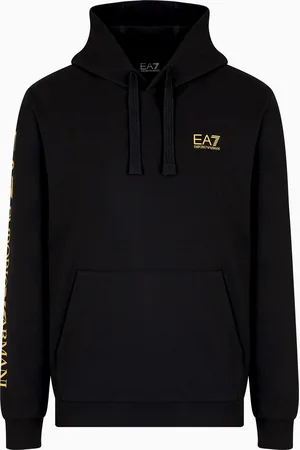EA7 Felpa con cappuccio e zip Logo Series in cotone