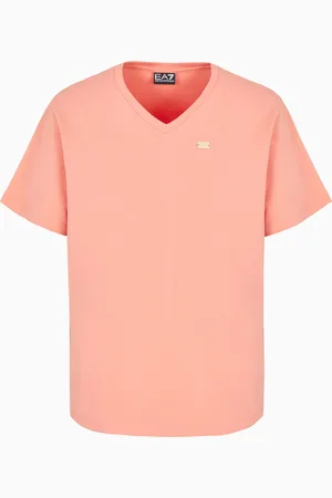 EA7 T-shirt con scollo a V Core Lady in jersey di cotone stretch